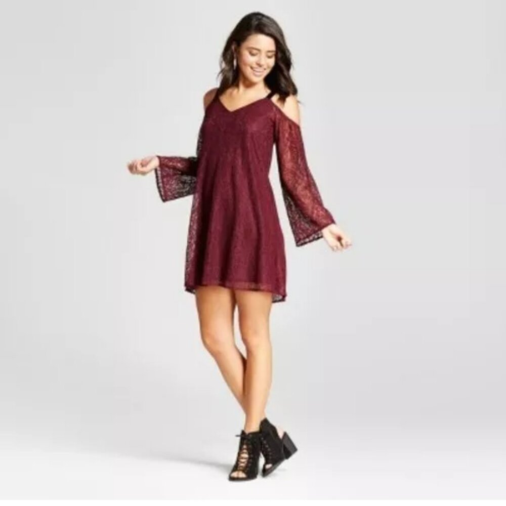 Womens Lace Dress Xhilaration Burgundy XS